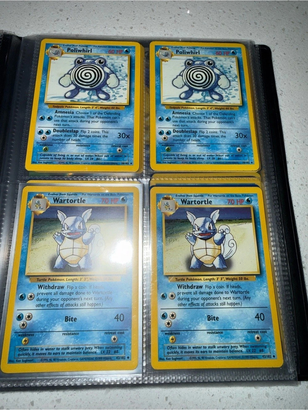 Pokémon Poliwhirl and Wartortle Pokémon cards 4-Card Trading Card Lot vintage